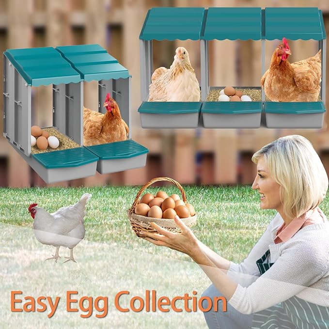 Nesting Boxes for Chickens, Roll Away Chicken Nesting Boxes with Egg Collection for Easy Picking & Protecting Eggs, 6-Compartment Chicken Laying Boxes for Hens, Easy to Clean & Install