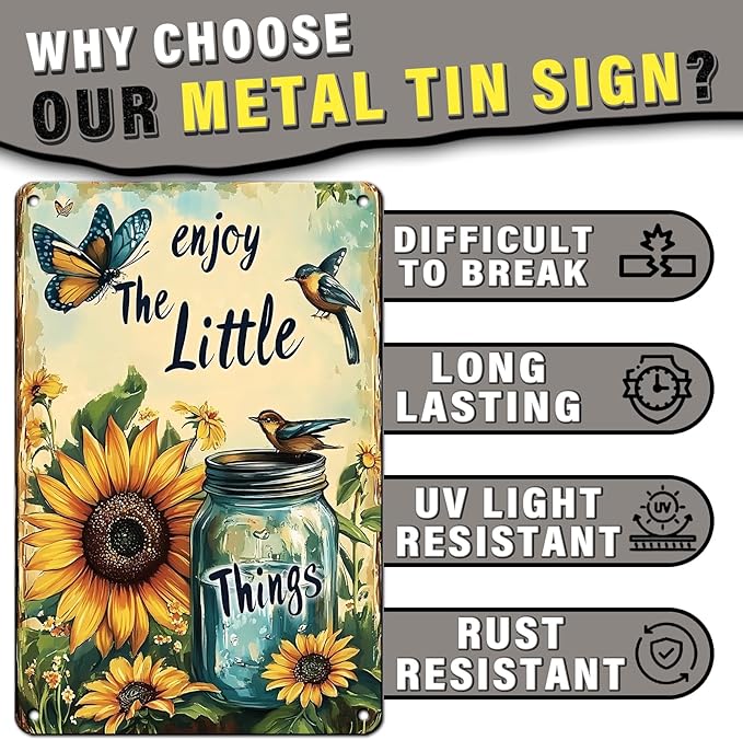 Flowers Vintage Tin Sig Flowers Metal Tin Sig Retro Sign for Home Bar Office Outdoor Wall Decor 12x16inch