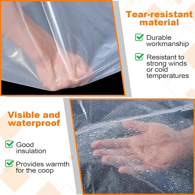 NNG 3 x 10ft Waterproof Chicken Coop Cover for Winter,Anti-Tear Chicken Run Tarp with Rope & Cable Tie,Chicken Coop Insulation Windproof Winterizing Cover for Poultry Cage Patio Covering