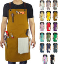 5 Pack Kitchen Aprons, Work Apron, Canvas, Multiple Pockets, Gardening, Painting, BBQ, Artist, Carpenter, Sizes M to XXL, Khaki