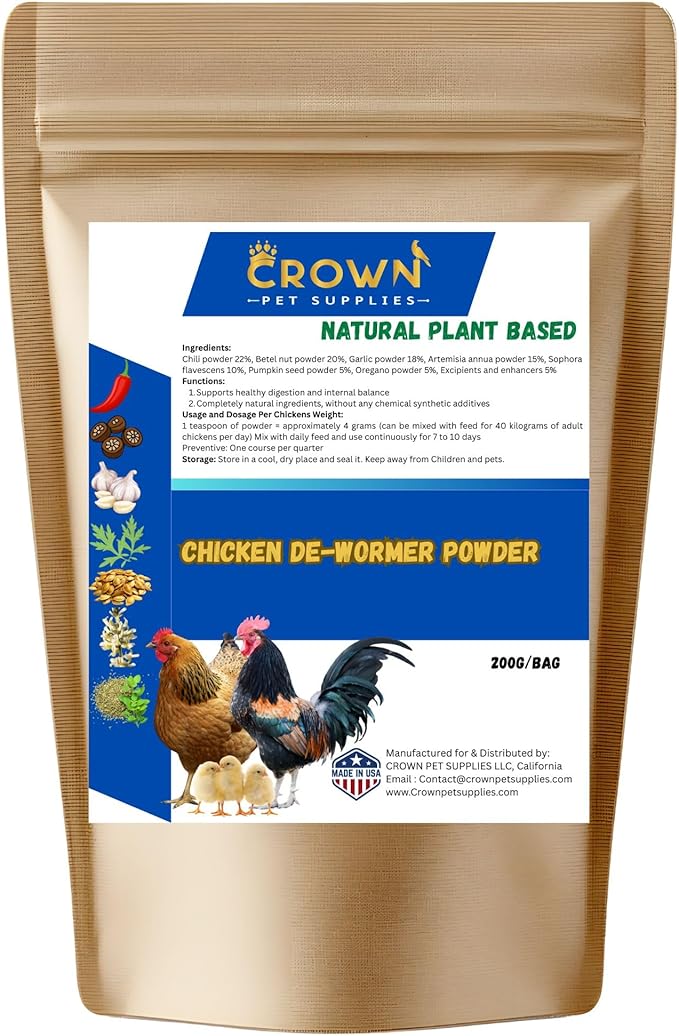 Chicken Digestive Support for Laying Hens – Natural Formula with Chili, Garlic & Pumpkin Seed – Helps Maintain Gut Health, Digestion & Metabolism for Backyard Chickens & Poultry | US-Made | 200g Pouch