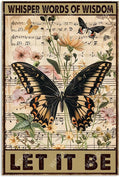 Metal Signs Let It Be Butterfly Retro Tin Sign for Home Office Kitchen Bar Cafe Garden Wall Decor 12x8 Inch