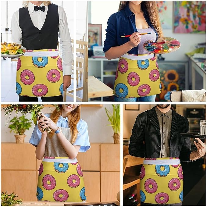 Unisex Half Waiter Waist Short Apron Waterproof Chef Works Waitress Aprons
