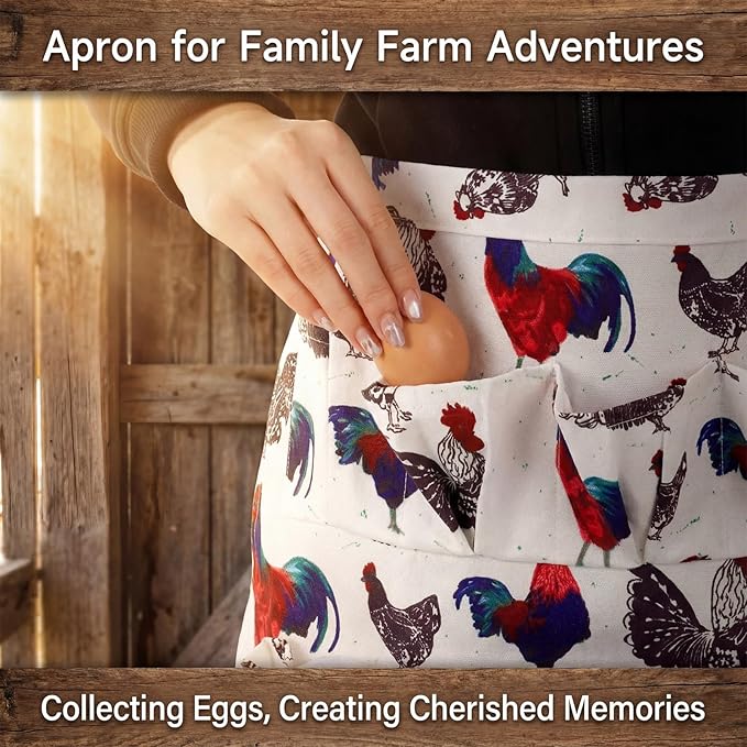 8 Pockets Egg Collecting Apron, Canvas Egg Gathering Apron with 8 Pockets Chicken Eggs Aprons for Chicken Duck Goose Eggs, Farmhouse Kitchen Restaurant Parent-Child Activities