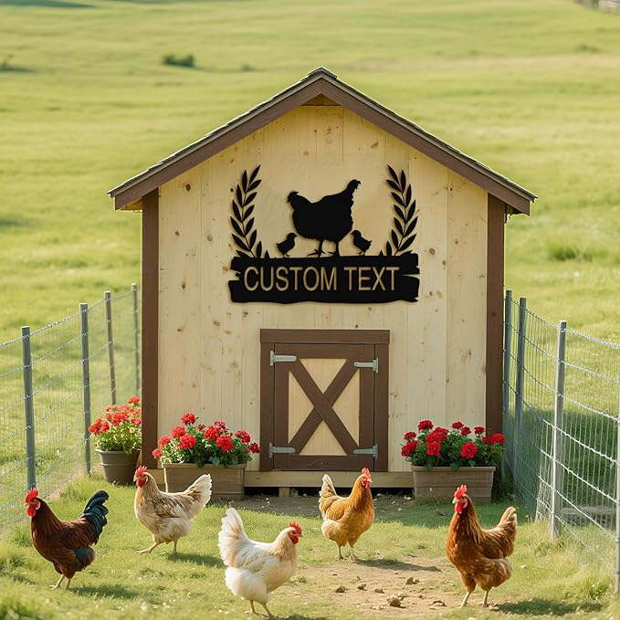 Personalized Chicken Coop Sign – Custom Metal Name Farm Sign, Outdoor Hen House Décor, Rustic Garden Lawn Plaque, Customizable Chicken Farm Sign with Name & Established Date, Unique Gift