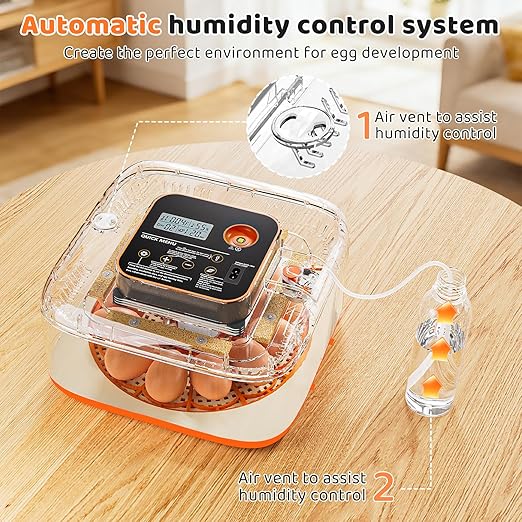 Incubators for Hatching Eggs 12 Egg Digital Egg Incubator Precision Auto Temp Humidity Control 6 Gear Adjustable Auto Turner Auto Stop Turning Hatching Days Display for Chicken Duck Goose Eggs