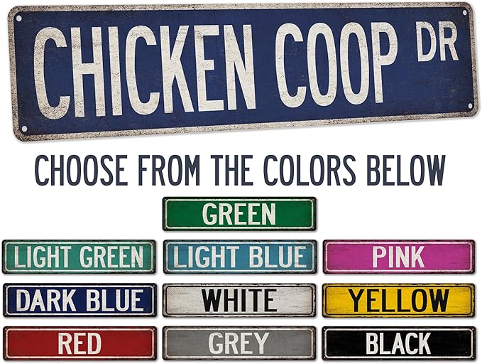 Chicken Coop Drive Street Sign - Made In USA - Chicken Coop Décor Rustic Chicken Sign Outdoor Sign Funny Signs Metal Sign 104180017014