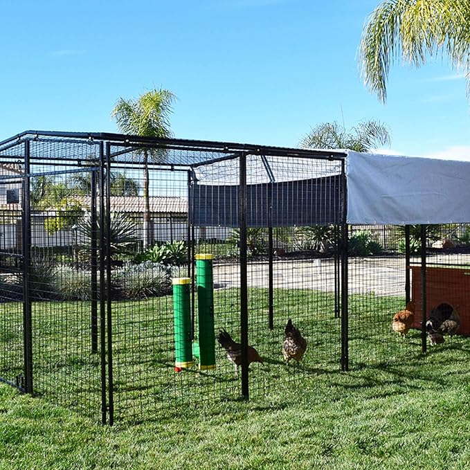 Rugged Ranch 2-Gallon Poultry Waterer & 10-Lb Feeder Combo for Chicken Coops, Green - Outside-Mount Design, Weather-Resistant, Easy Refill Access & Rain Shield to Help Keep Feed Dry