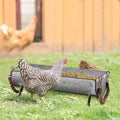 SOFE Poultry Feeder Galvanized Metal Chicken Feeder Set of 2, Farmhouse Chicken Picnic Table Feeder, Chicken Planter, Decorative Galvanized Tray Trough Shaped, 15 and 13 Inches Long