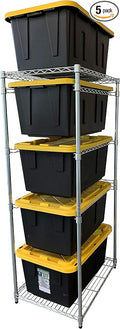 Bin Storage Rack with 5-Pack 27 Gallon Storage Totes – Holiday Decoration Organization, Declutter, NSF Certified, Zinc Plated, Heavy Duty Metal for Garage or Workspace, Steel, 31″ x 23″ x 72″