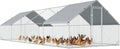PawHut Large Chicken Coop Metal Chicken Run with Waterproof and Anti-UV Cover, Spire Shaped Walk in Fence Cage Hen House for Outdoor and Yard Farm Use, 1" Tube Diameter, 9.8' x 26.2' x 6.6'
