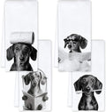 Funny Dachshund Bathroom Hand Towels, Dachshund Gifts for Women, Black and White Cute Weiner Dog Hand Towels for Bathroom Washroom Restroom Decor, 16x24 Inch, Set of 4