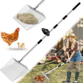 16-inch Large Chicken Poop Scooper with Ergonomic Grip, 4 in 1 Adjustable Chicken Coop Litter Scoop (31 to 77"), Multifunctional Litter Sifting Shovel Scoop- for Chicken Coop/Goat Stall/Stable