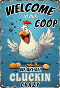 Funny Chicken Signs for Coop-Metal Chicken Signs,Chicken Tin Sign Gifts for Home Farm Chicken Coop Farmhouse Kicthen Garden Decor (Welcome To Our Coop) 8 x 12 inch