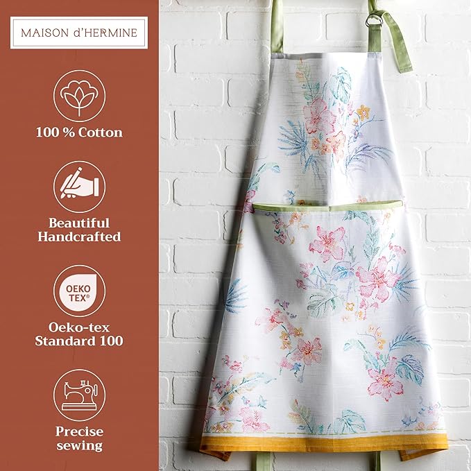 Maison d' Hermine 100% Cotton Apron for women with Pocket Kitchen Chef Apron for Men Cooking Easter Decorations