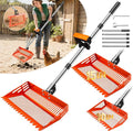 15/10'' Chicken Poop Scooper & Rake,4 IN 1 Chicken Coop Scoop with 2 Large Metal Shovel Heads,Chicken Coop Scooper for Sand,Chicken Scoop with Long Handle,Sifting Shovel for Chicken Coops(37 to 65in)