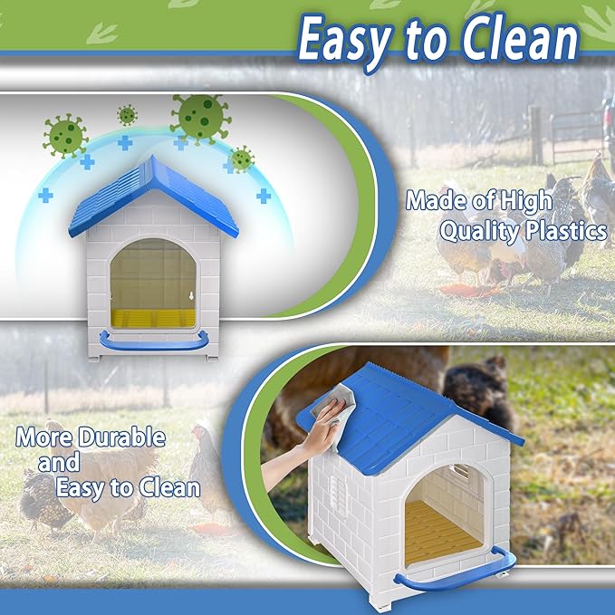 Chicken Nesting Box for Laying Eggs 1/2/3 Pack Large Easy to Assemble Hen Plastic Nesting Box with Washable Nesting Pad for Chicken Coop Wall or Ground Mounted (2 Pack)