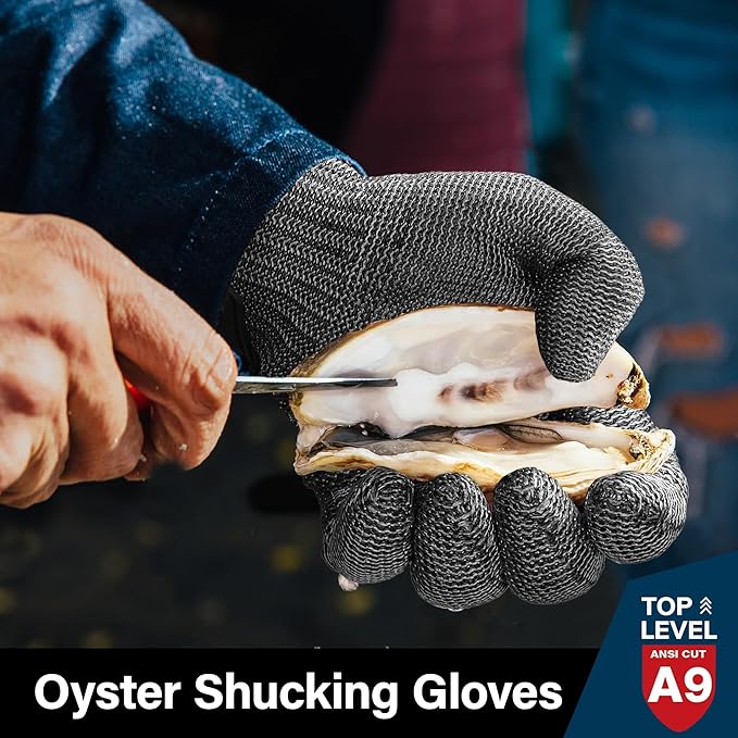 Schwer Ultimate Cut Resistant Gloves Beyond ANSI A9, Reinforced Stainless Steel Glove, Food Grade Mesh Metal Gloves for Butcher Meat Cutting, Oyster Shucking, Mandoline, PR1708 (XL, 1 PCS)