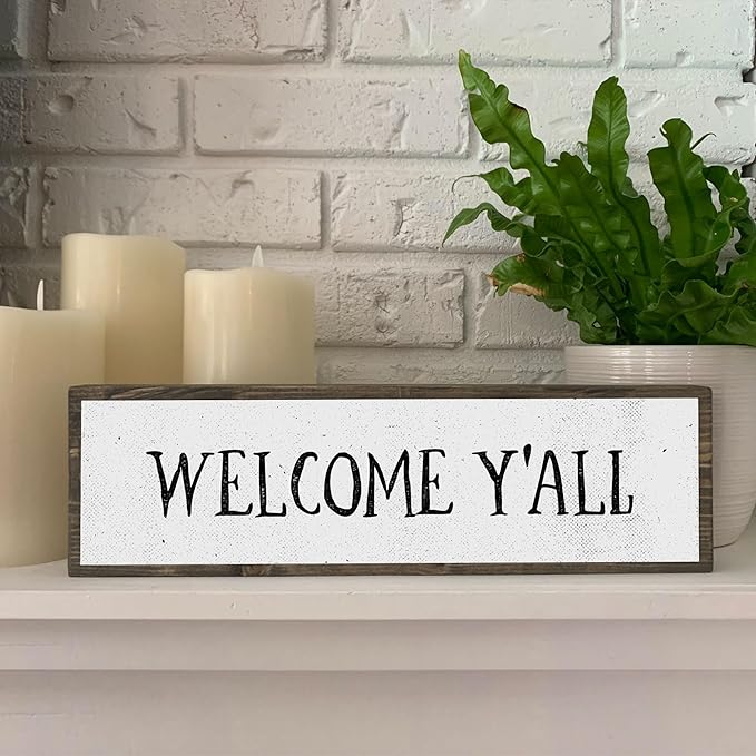 Wood & Metal Southern Sign – Weatherproof Indoor Outdoor Wall Decor – Rustic Charm with "Welcome Y’all" – Gift-Wrapped & Ready to Give