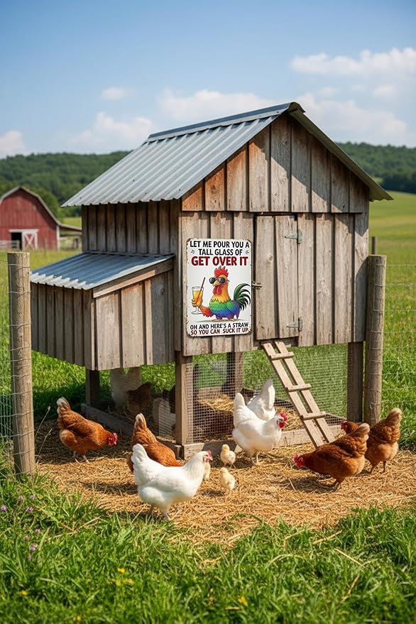 Chicken Coop Funny Sign Let Me Pour You a Tall Glass of OH... Sassy Chicken Sign Humor for Hen House Poultry Farm Gift Sarcastic Farm Aluminum Sign 8x12 Inches Style-05