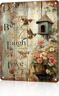 Vintage Garden Tin Sign Do What Makes You Happy Retro Hummingbird Metal Poster Rustic Nostalgic Metal Sign Wall Decor For Home Garden Plaque Yard Living Room Bedroom Cafe Bar 16 * 12 In