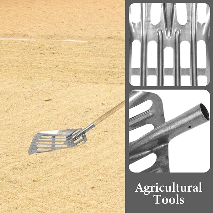 Veemoon Multi-Functional Grain Scoop Shovel for Corn Collecting and Farming, 35cm Wide Hollow Steel Maize Grain Spade, Farm and Garden Hand Tool for Harvesting and Soil Sifting