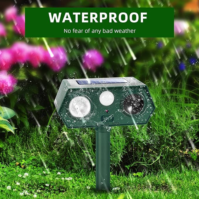 2026 Solar Sonic Racoon Fortress Pro Outdoor Cat Repellent, Ultrasonic Deer Repellent Devices Animal Repeller Squirrel Rabbit Deterrent with Motion Sensor&Light to Scare Dog Out of Garden Yard Farm(4)