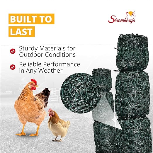 Stromberg's Electric Poultry Netting, Portable, Double-Spiked Posts, Graduated Spacing, Easy Placement, Stable, Predator Protection, 48” Tall x 164 ft Rolls