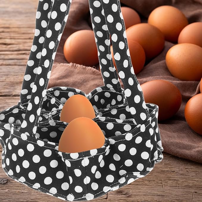 Chicken Egg Collecting Basket with 9 Canvas Pouches Portable Egg Gathering Bag for Housewife and Home Use