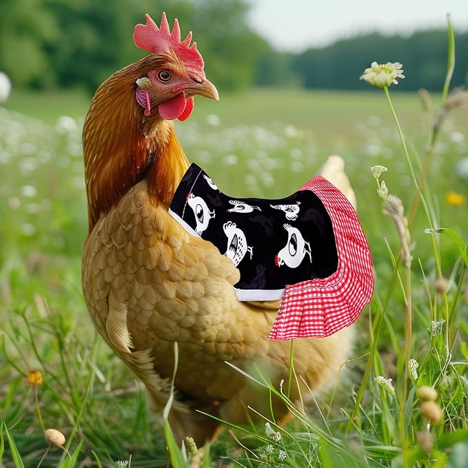 Whaline 6Pcs Chicken Saddles for Hens Chicken Apron with Elastic Straps for Poultry Protector Wing Back Feather Fixer Supplies