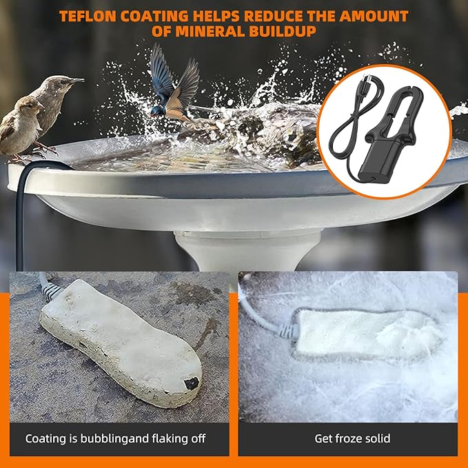 500W All Aluminum Cast Submersible De-Icer, Winter Snow/Ice Melter & Livestock Drinking Water Heater, Suitable for Poultry/Birds/Wildlife, 3M Long Cable for Outdoor Use