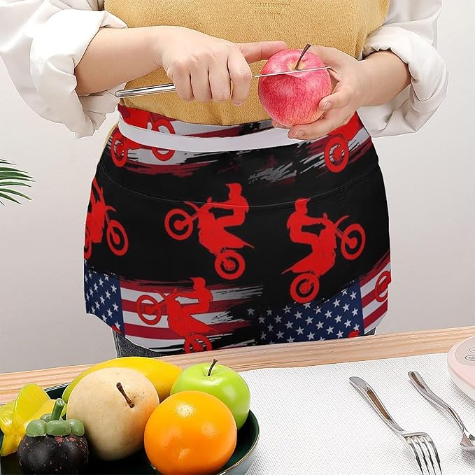 Half Apron with 3 Pockets Chef Cooking Kitchen Restaurant Aprons for Women Men
