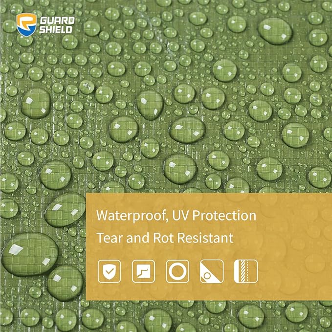 GUARD SHIELD Heavy Duty Tarp 8x10 Feet Green Multi Purpose Thick Waterproof Poly Tarp Cover 10mil