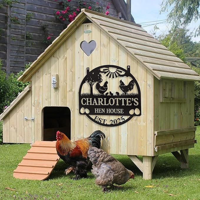 Personalized Chicken Coop Signs, Metal Funny Farm Decor, Chicken Coop Accessories, Metal Outdoor Wall Art, Custom Hen House Sign, Rustic Farmhouse Wall Decor for Farm Yard Garden Color01