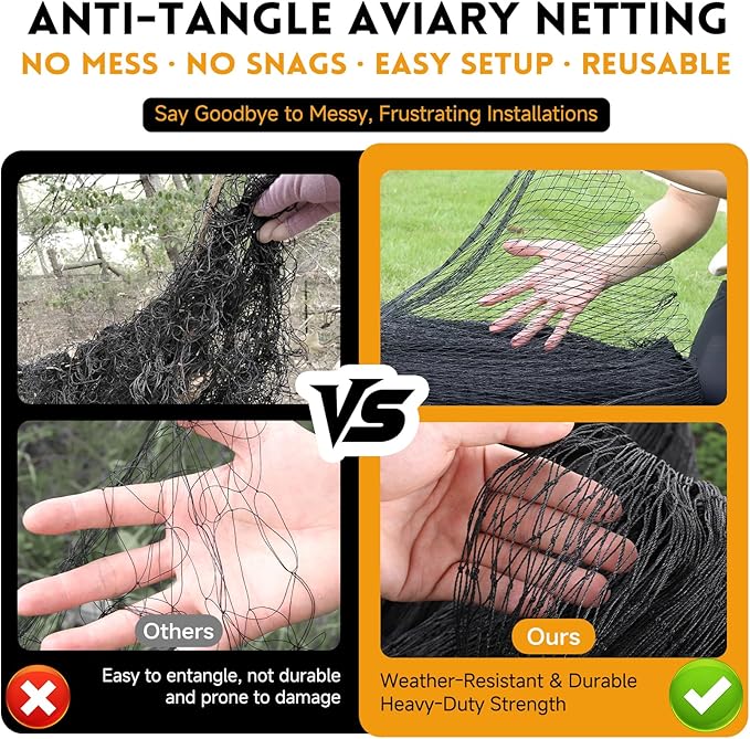 Heavy Duty Chicken Netting for Hawks with 1" Mesh, 25x25 ft Reinforced HDPE Bird Netting & Poultry Net, Deer Fence Netting for Protecting Fruit Trees, Vegetables & Plants from Birds & Other Animals