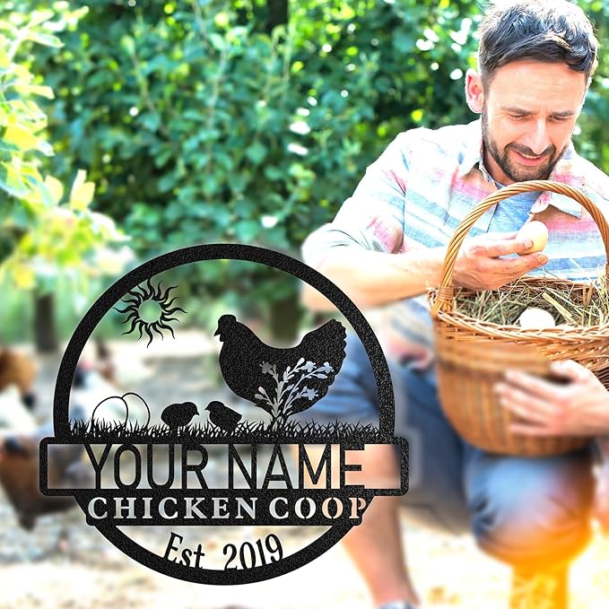 Custom Chicken Coop Signs, Personalized Funny Chicken Coop Signs, Custom Metal Farm Signs for Outdoor, Chick Hen House Sign Funny Farmhouse Outside Wall Decor Gift