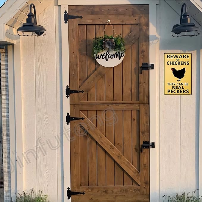Beware of Chickens Tin Sign Funny Chicken Coop Warning Sign Outdoor Chicken House Decor Gifts For Chicken Lovers 8x12 Inch