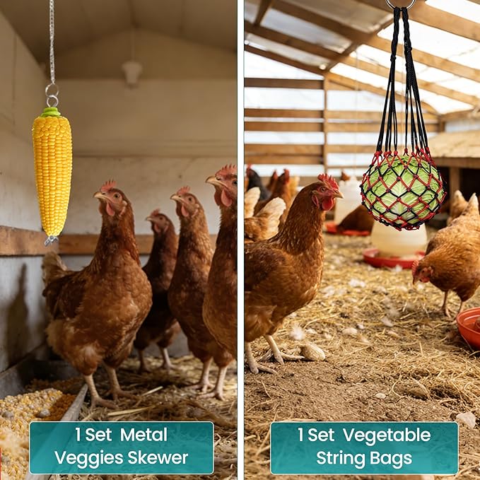 Automatic Chicken Feeder and Waterer Set, Chicken Coop Accessories - 5 Gallon Poultry Nipple Waterer with Stand, Easy Top Fill Chick Feeder (Blue)