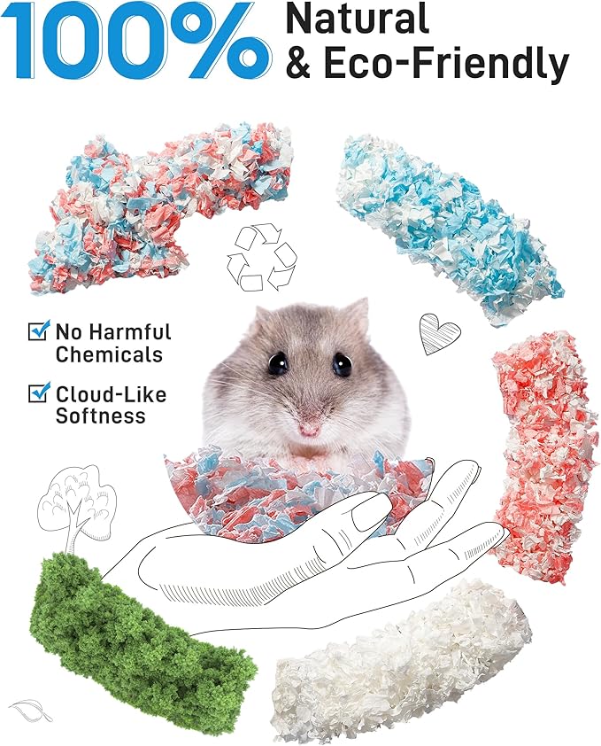 BUCATSTATE Hamster Bedding 101L, 99% Dust-Free Guinea Pig Bedding Odor Control Paper Bedding, Cozy Small Animal Bedding for Rabbit Rat Syrian Dwarf Hamsters Gerbils (Blue)