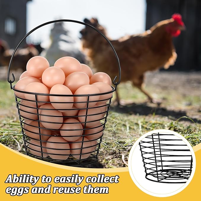 Tandefio 4 Pcs 8" Egg Basket for Storage Collecting Carrying and Transporting Chicken and Duck Eggs, Farm Grade Wire Storage Basket