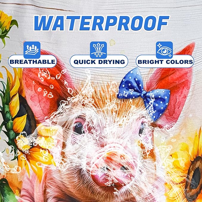 Cute Pig Sunflower Laundry Basket Oxford Cloth Farm Animal Laundry Hamper With Handle Foldable Portable Clothes Storage Basket 18.9 X 16.5 In Storage Bag For Laundry Room/Bathroom/Bedroom/Dormitories