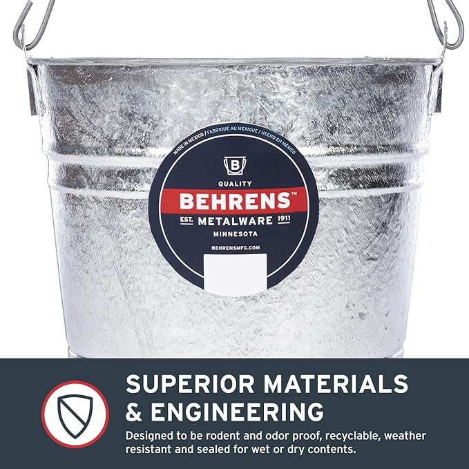 Behrens Hot-Dipped Galvanized Steel Utility Pail 10-Quart