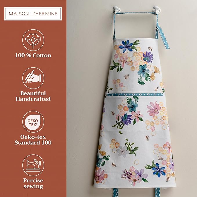 Maison d' Hermine 100% Cotton Apron for women with Pocket Kitchen Chef Apron for Men Cooking Easter Decorations