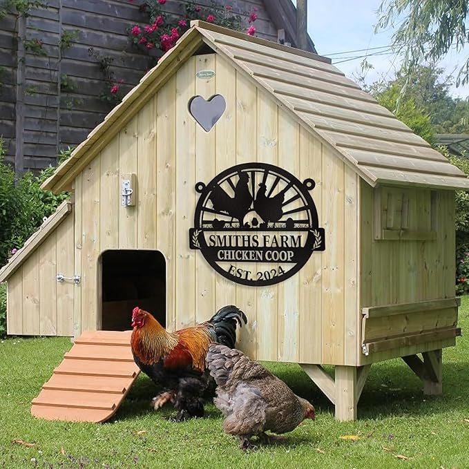 Personalized Chicken Coop Signs, Metal Funny Farm Decor, Chicken Coop Accessories, Metal Outdoor Wall Art, Custom Hen House Sign, Rustic Farmhouse Wall Decor for Farm Yard Garden Color09