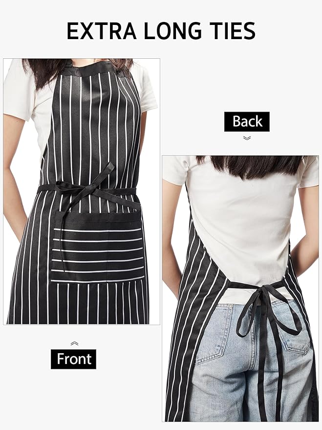 Syntus Adjustable Bib Apron with 2 Pockets Cooking Kitchen Aprons for Women Men Chef