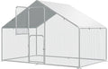 UDPATIO Walk-in Chicken Coop - Spacious Outdoor Chicken Pen Metal Pen for 10 Chickens, Double Feed Doors, UV-Resistant Cover & Galvanized Steel Frame