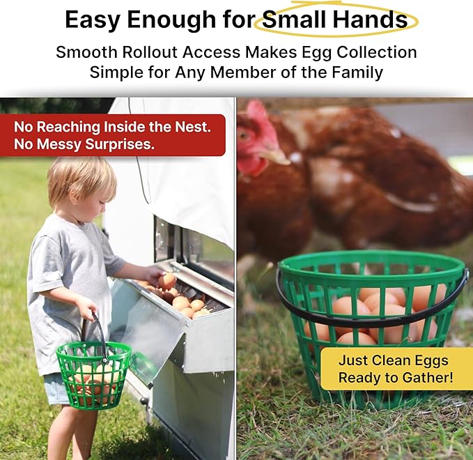 HenGear Nesting Boxes for Chickens, Nest Box with Rollout Egg Collection, Nesting Pads for Cleaner Eggs, Reversible Accessories for Chicken Coop, G90 Galvanized, Made to Last, Medium, Up to 32 Hens