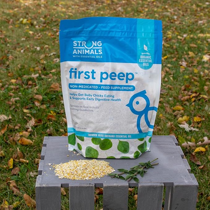 First Peep – Natural Feed Supplement for Building Early Digestive Health in Baby Chicks; Contains Organic Oregano Essential Oil, Kelp and Prebiotics (2 lb. Pouch)