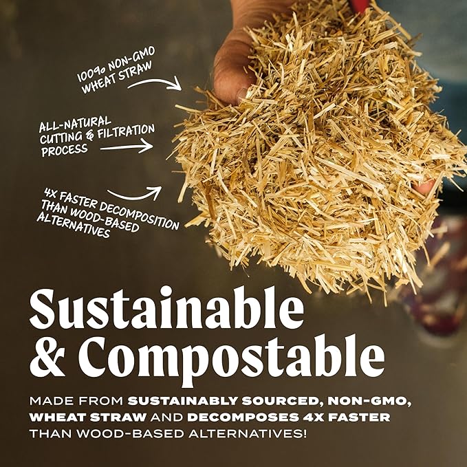 FarmStraw Fine Cut, 3 cu ft (25 lb) Expands to 10+ cu ft – All-Natural Wheat Straw Chicken Bedding for Clean, Dry, Odor-Free Coops – Dust-Free, Super Absorbent – Sustainably Sourced