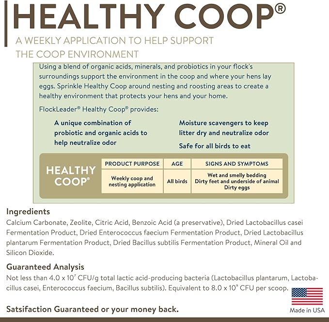 Healthy Coop,Litter Additive for Chicken Coop with Probiotic & Acidifier,Reduces Odor,Wetness & Bacteria,12lbs,(Pack of 3)